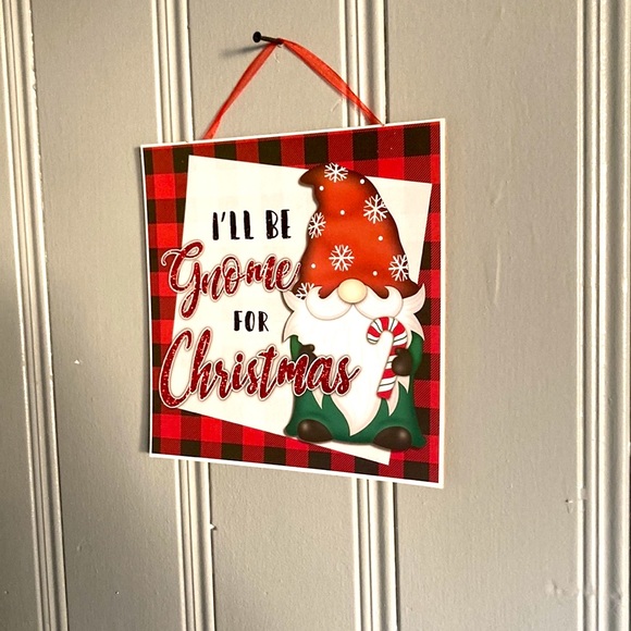 NWT I’ll Be Gnome For Christmas-  Red Buffalo Check Decoration Sign - Picture 4 of 6